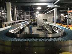 Stainless Steel case conveyor from brewery
